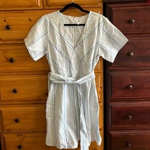 NWOT GAP linen cotton kimono sleeve pastel stripe dress, Sz 8